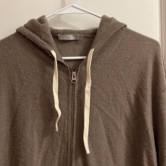 EUC Vince Cashmere Grey Hoodie Hooded Sweater Full Zip Pockets Sz S Nordstrom - Picture 3 of 7